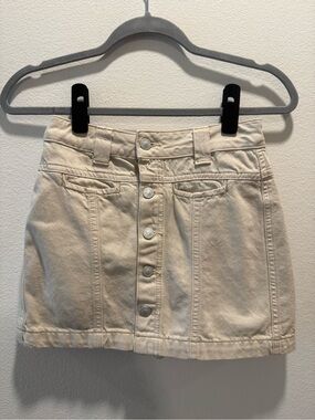 Free People We The Free Cream Denim Mini Skirt 24